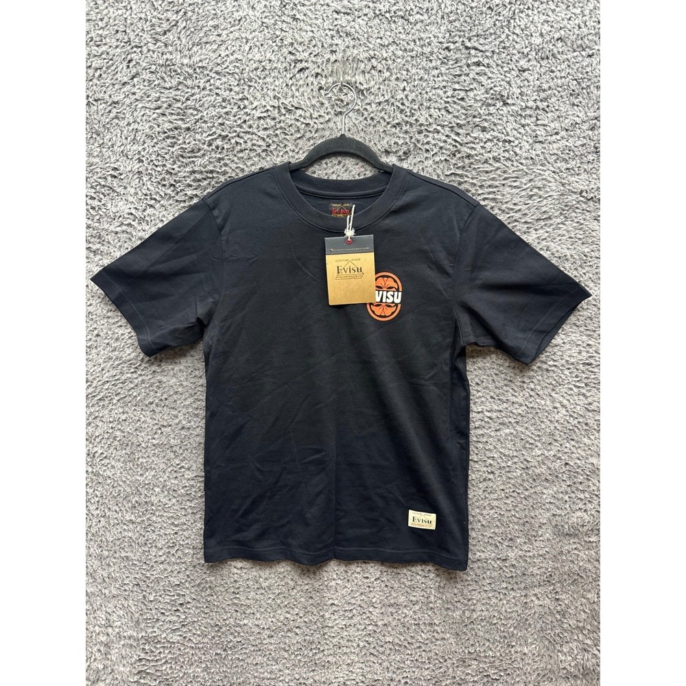 NWT Evisu Squad Daicock Printed Crewneck Short Sleeve Tee Black Mens Size S